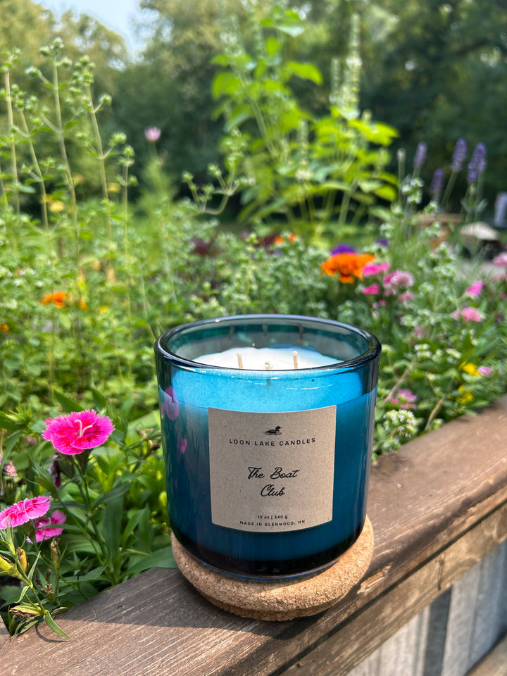 Blue Three Wick Candle